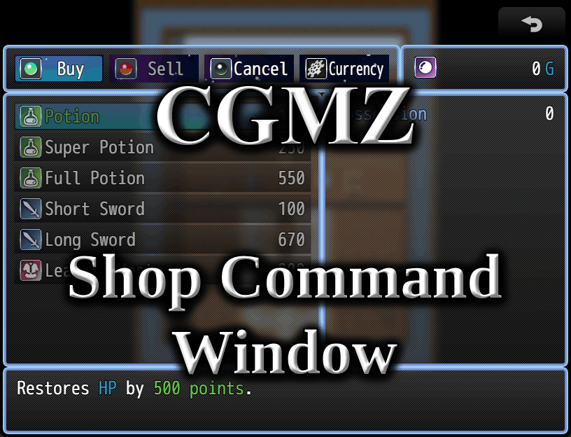 Shop Command Window