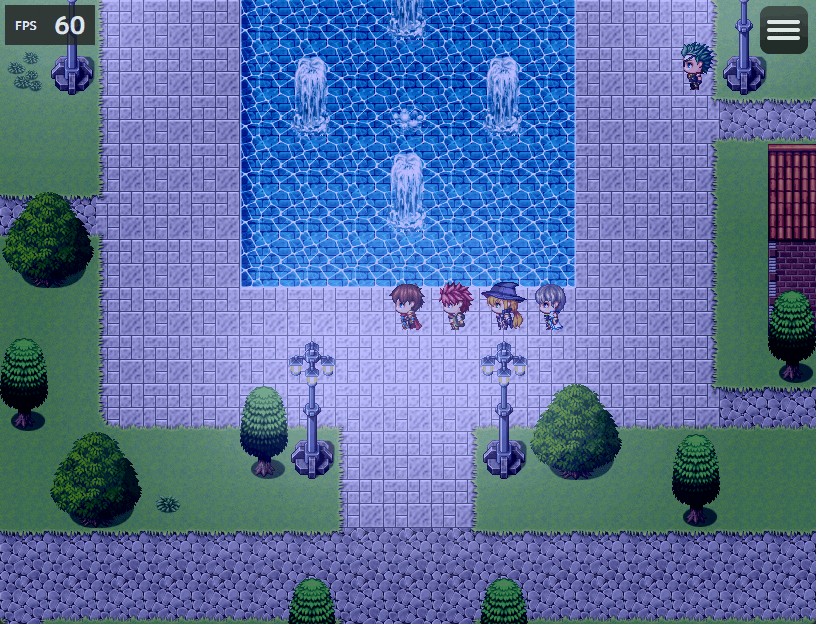 A map running at a stable 60fps with some [CGMZ] Light Effects enabled