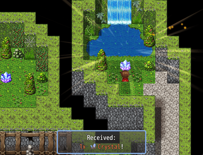 The player using a pickaxe tool bound to a button event