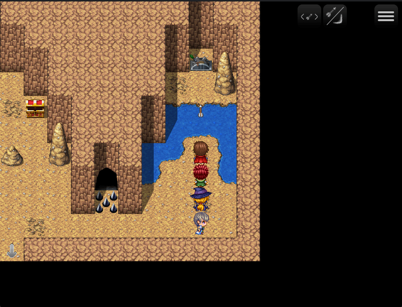 The player using an arrow tool bound to a button