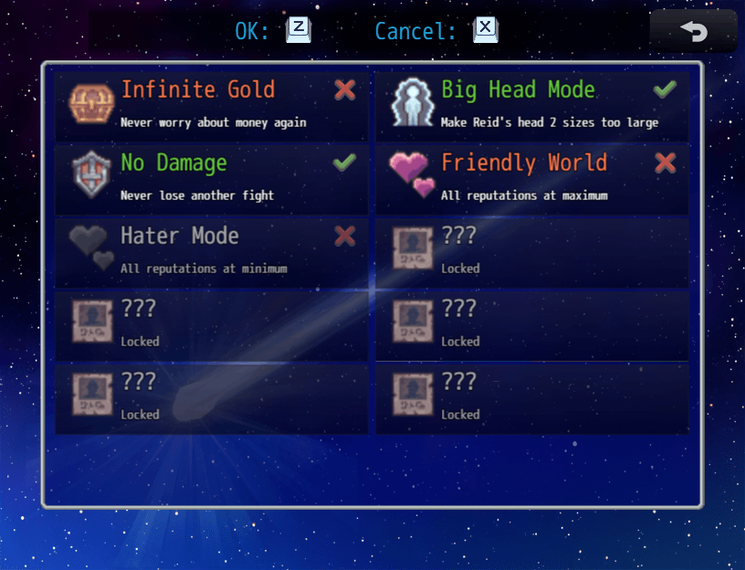 Some cheat codes enabled and some not