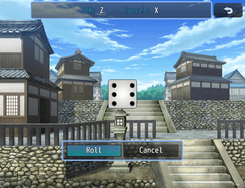 The dice scene before a roll occurs