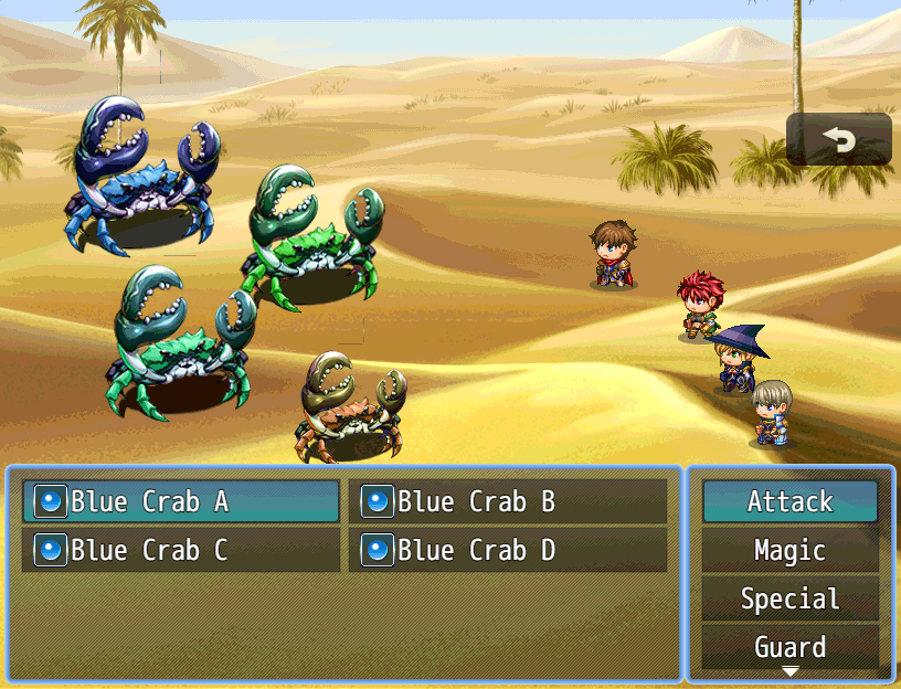 Enemies have icons before their name, and have varying sizes and hues