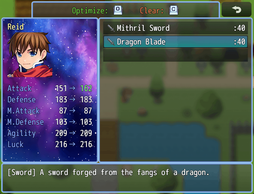 The player able to equip the dragon blade