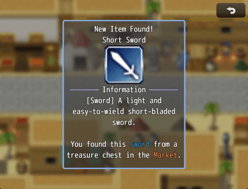 The item popup window with additional flavor text