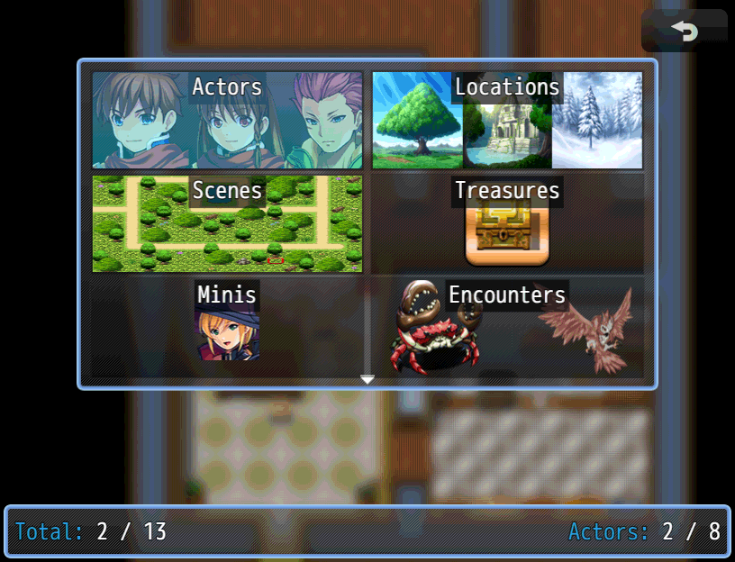 The category select screen of the picture gallery, with completion tracking