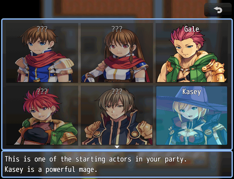 The picture select stage of the picture gallery. You can also show text for the picture in the help window at the bottom.
