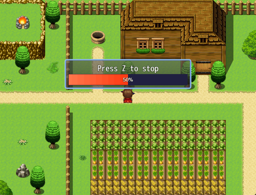 The power meter half full, showing keyboard controls