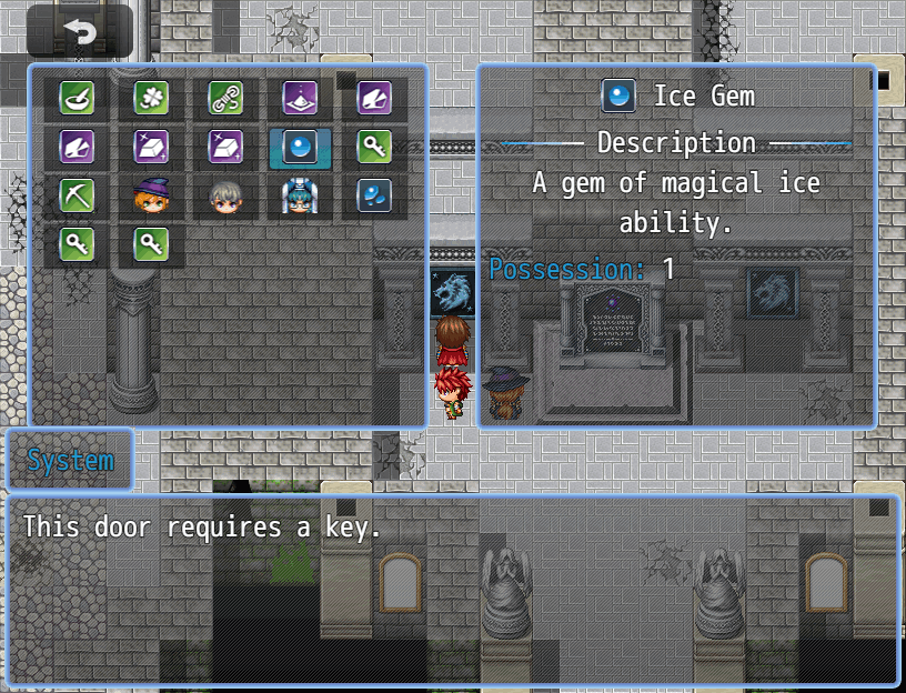 Selecting an item to try as a door key.
