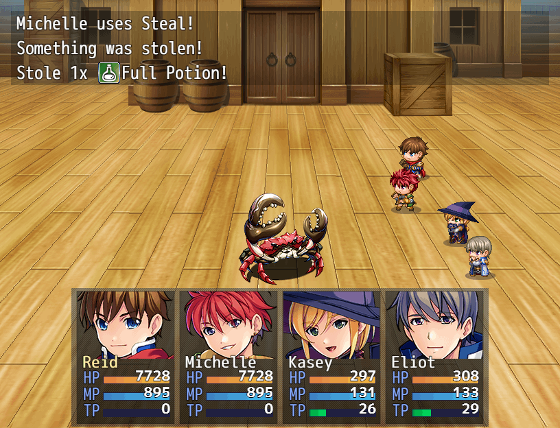 Stealing an item from an enemy