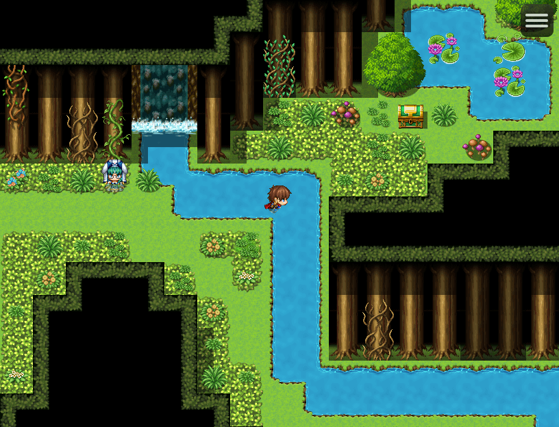 The player swimming in a small river
