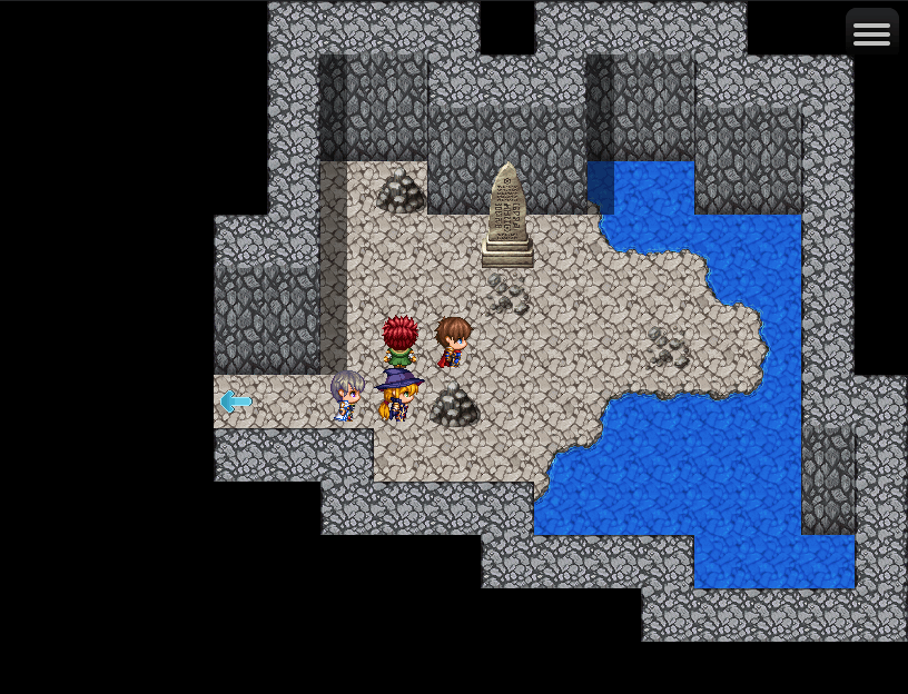 The blue arrow lets the player know where they can exit the dungeon area