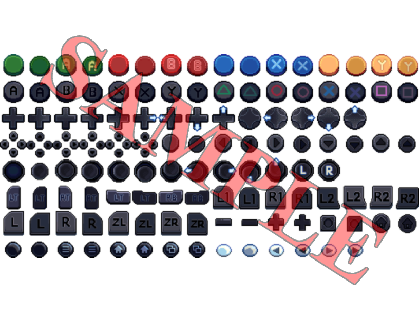 A sample of the controller icons. Note that this is scaled up slightly and has a small amount of blur applied.