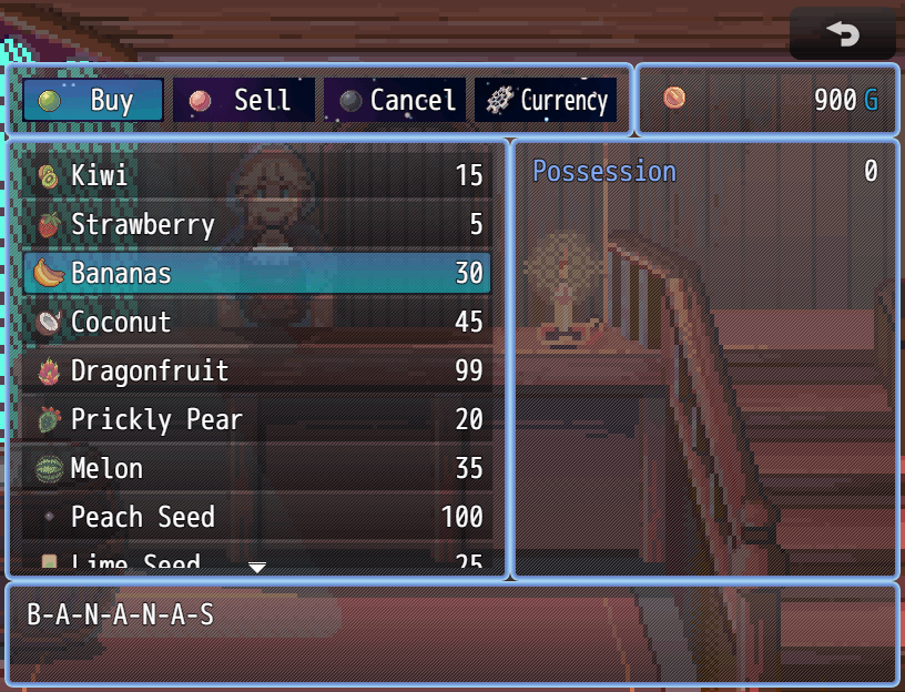 Some fruit icons in a fruit and seed shop