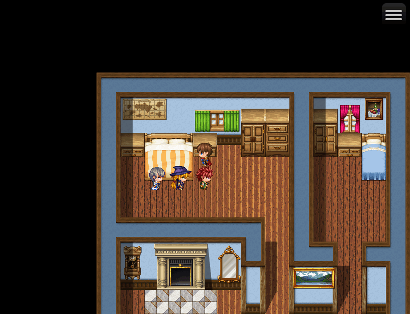 The bed, cabinet, and nightstand have been shifted up 24px.
